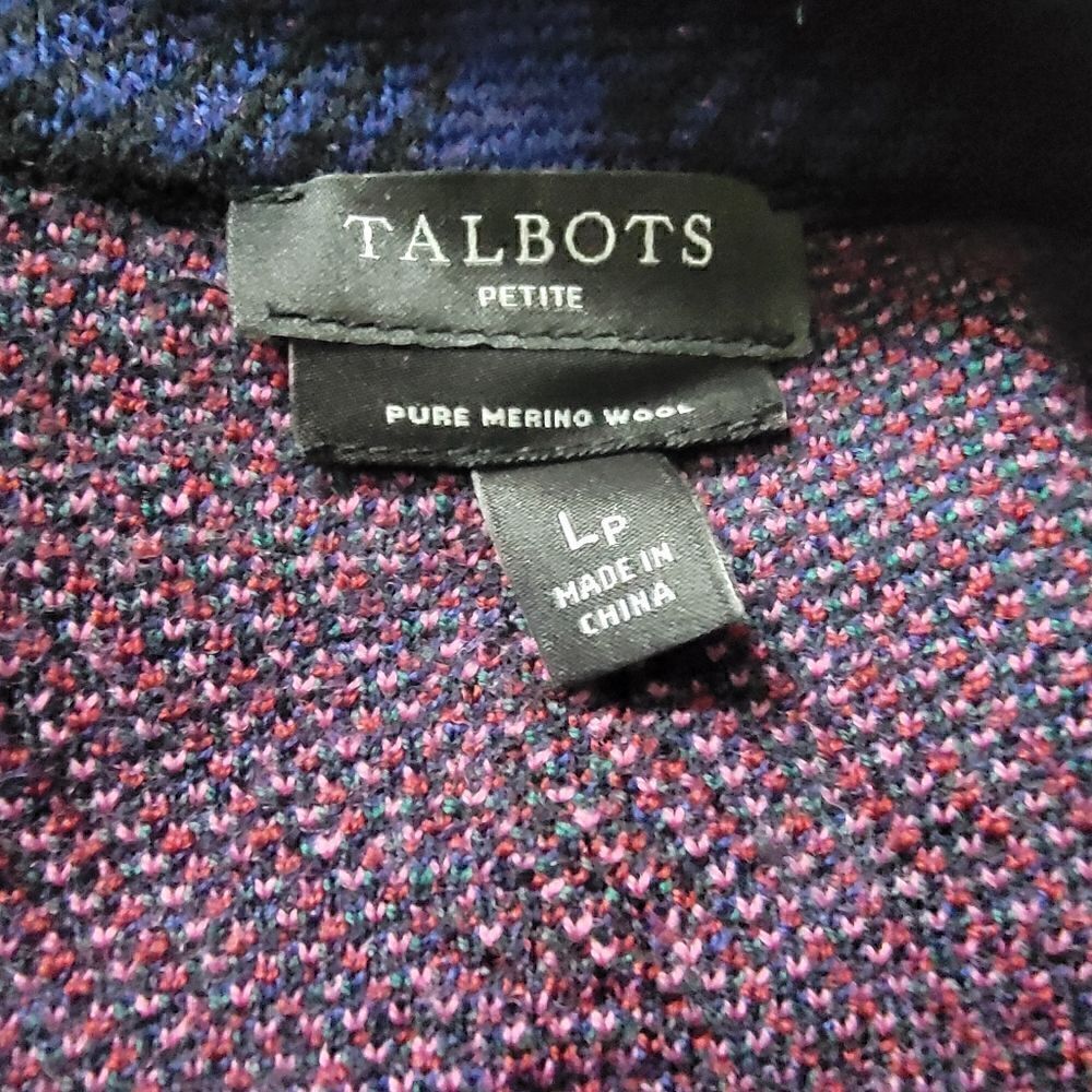 Talbots 100% Merino Wool Plaid Jacket Cardigan. Size LP. - Picture 4 of 9